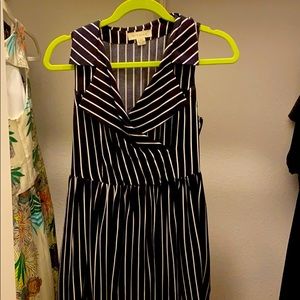 Perfectly pinstriped, navy dress!